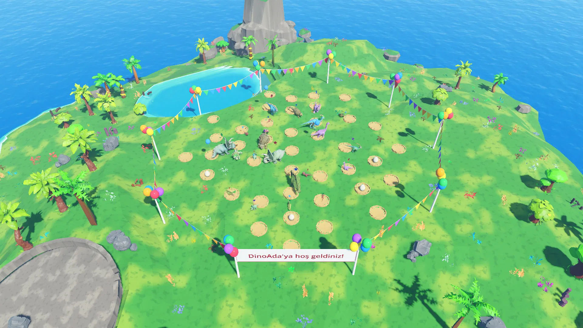 The class island on the smart board: nests, eggs and roaming dinosaurs