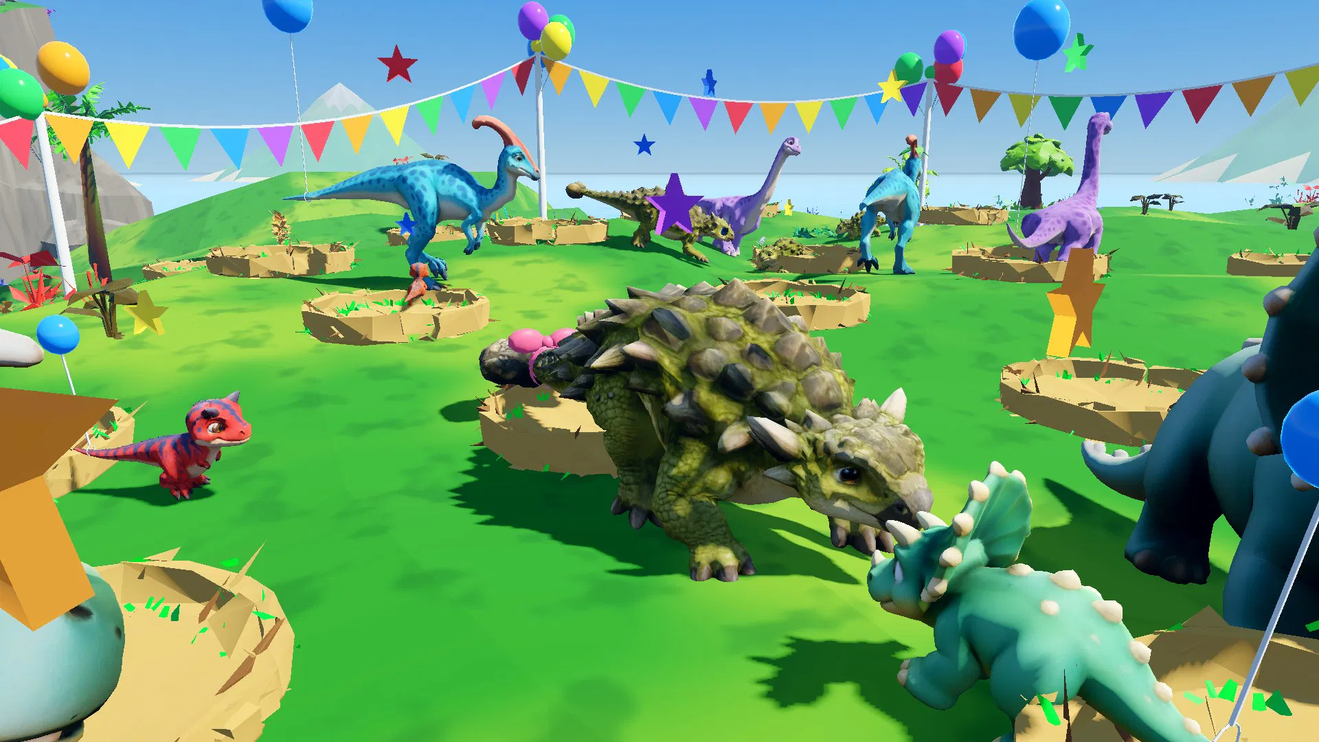 Dinosaurs roaming the island